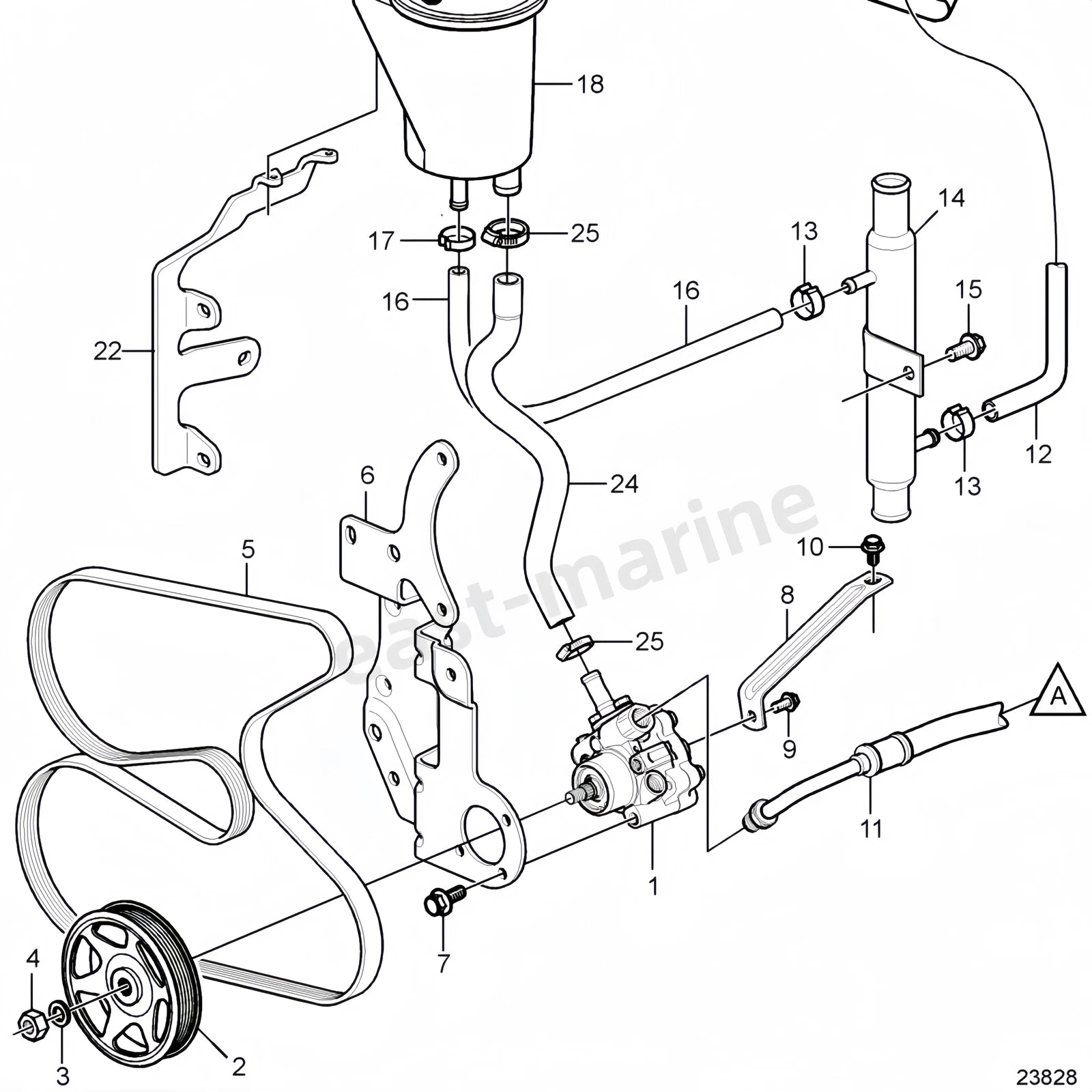 Power Steering Pump for Volvo Penta 4.3 5.0 5.7 8.1 V6 V8 GXi (3887373)