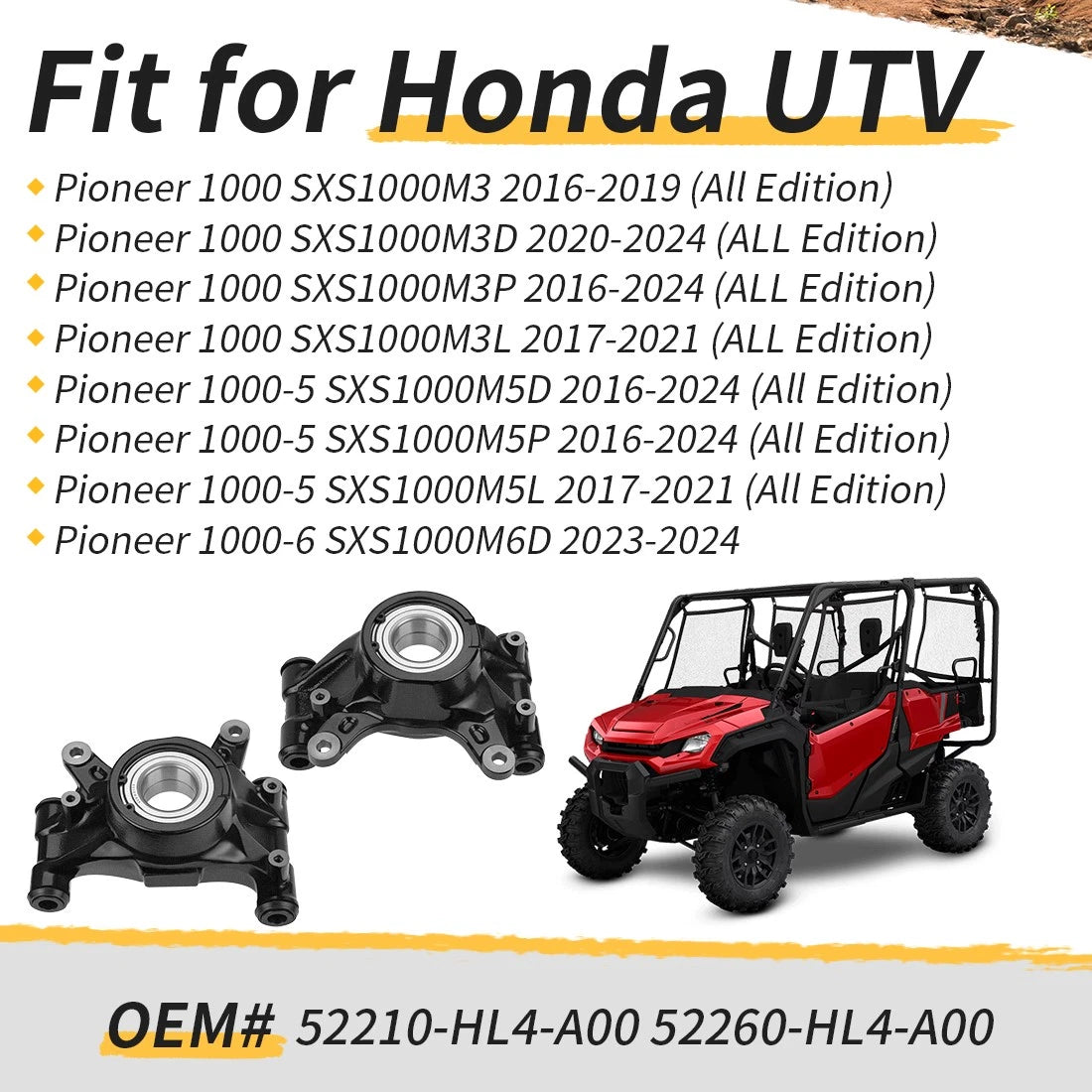 Rear Left Right Knuckle Kit for Honda Pioneer 1000 (2016–2023)