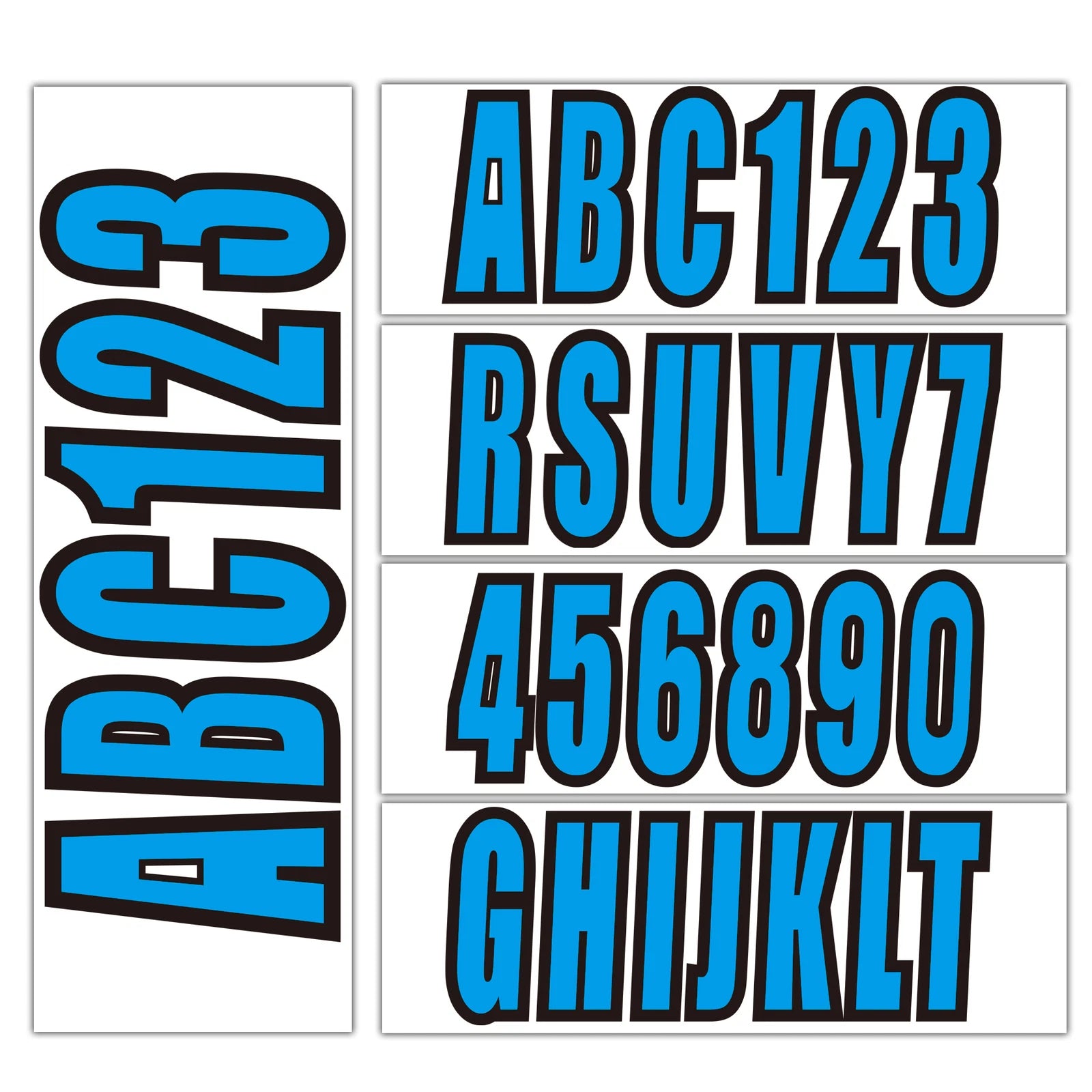 Set of 4 Boat Registration Decal Stickers A-Z & 0-9 Blue