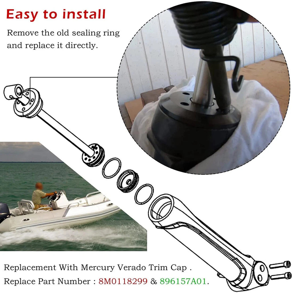 Set of 2 Trim Rod Cap Seal Kit for Mercury Outboard Verado (200-450HP) 8M0118298 896158A01