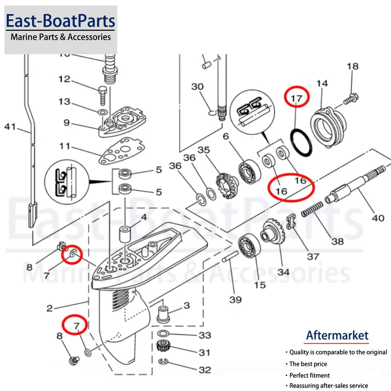 Propeller Shaft Repair Seal Kit with O-ring for Yamaha Outboard (93210-48214-00)