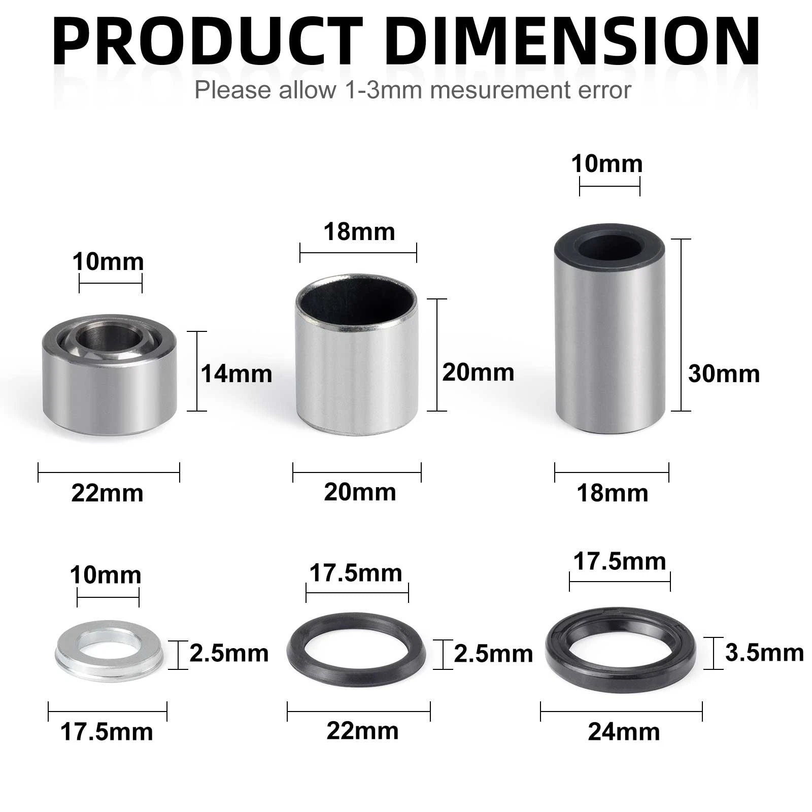 2X Front Shock Bushing Kit for Honda TRX400EX 400EX (1999–2004) Upper & Lower