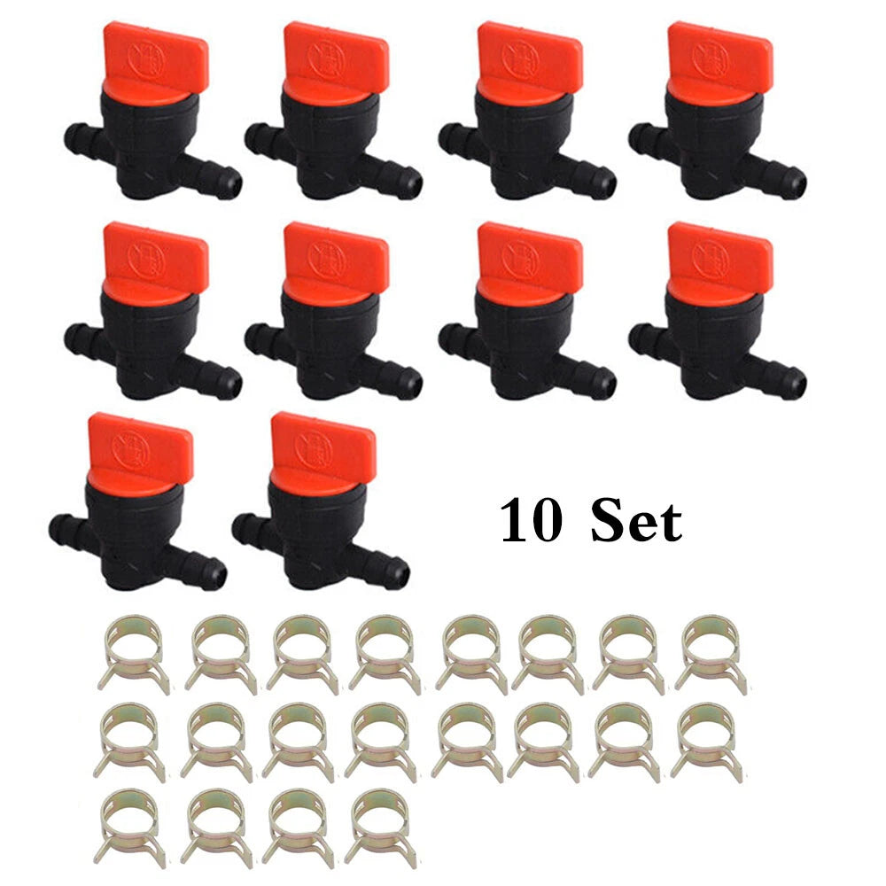 10pcs Fuel Shut Off Valve & Clamp for Briggs & Stratton (494768, 698183, 493960)