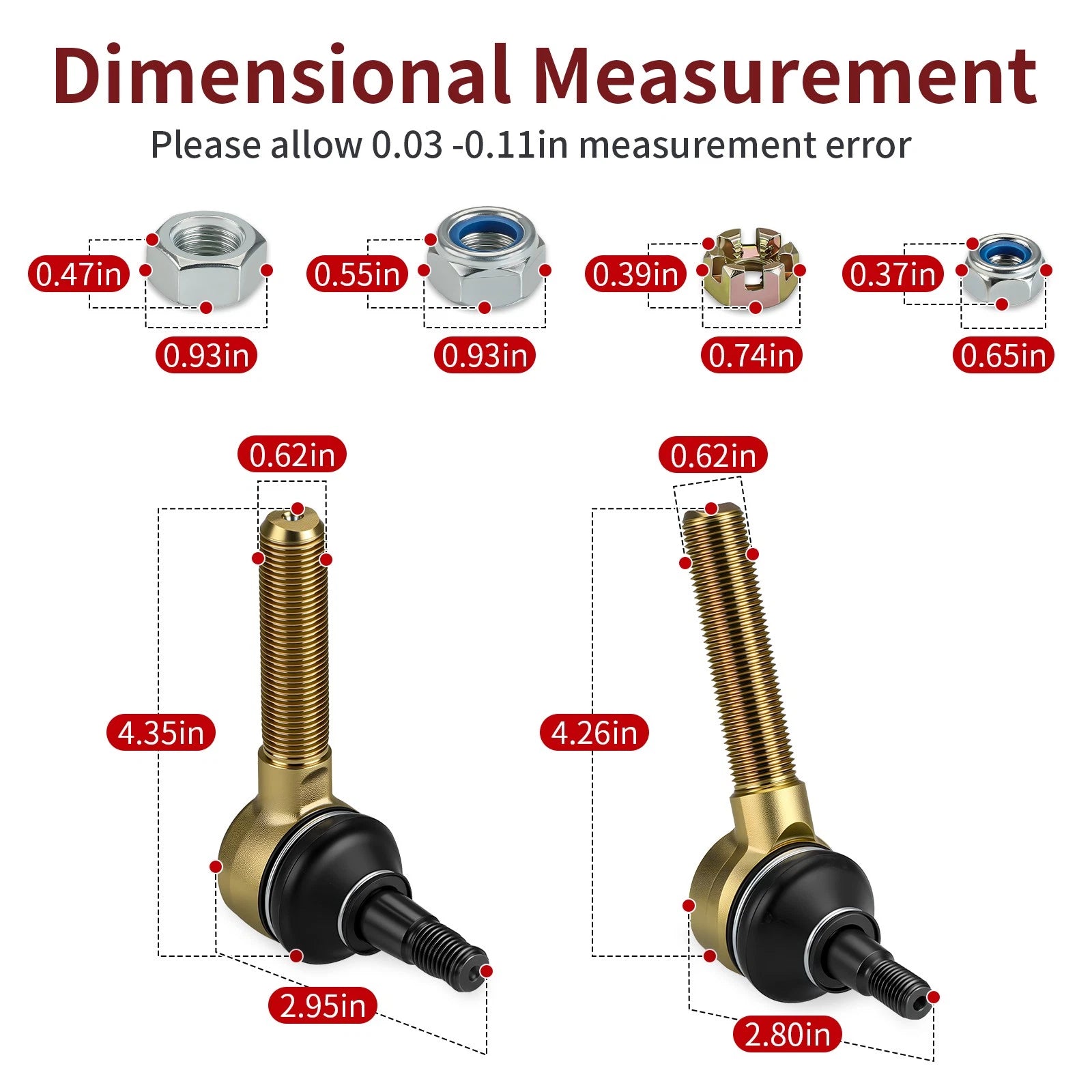 Adjustable A-Arm Ball Joints for Honda TRX450ER (2006–2014) 51350-HP1-600
