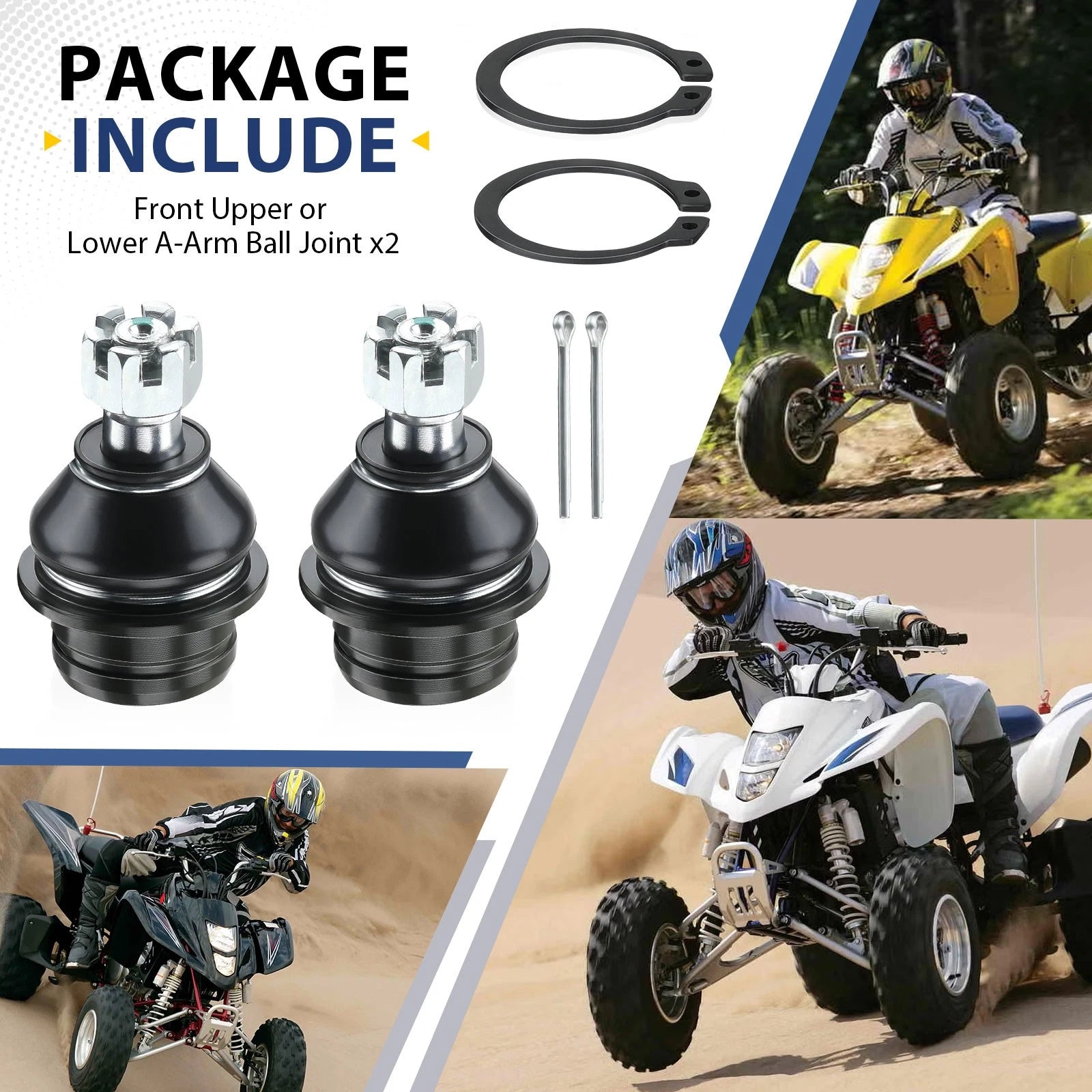 2X Front Upper Lower Ball Joints for Suzuki KingQuad AXi LT-A500 (2011–2023)
