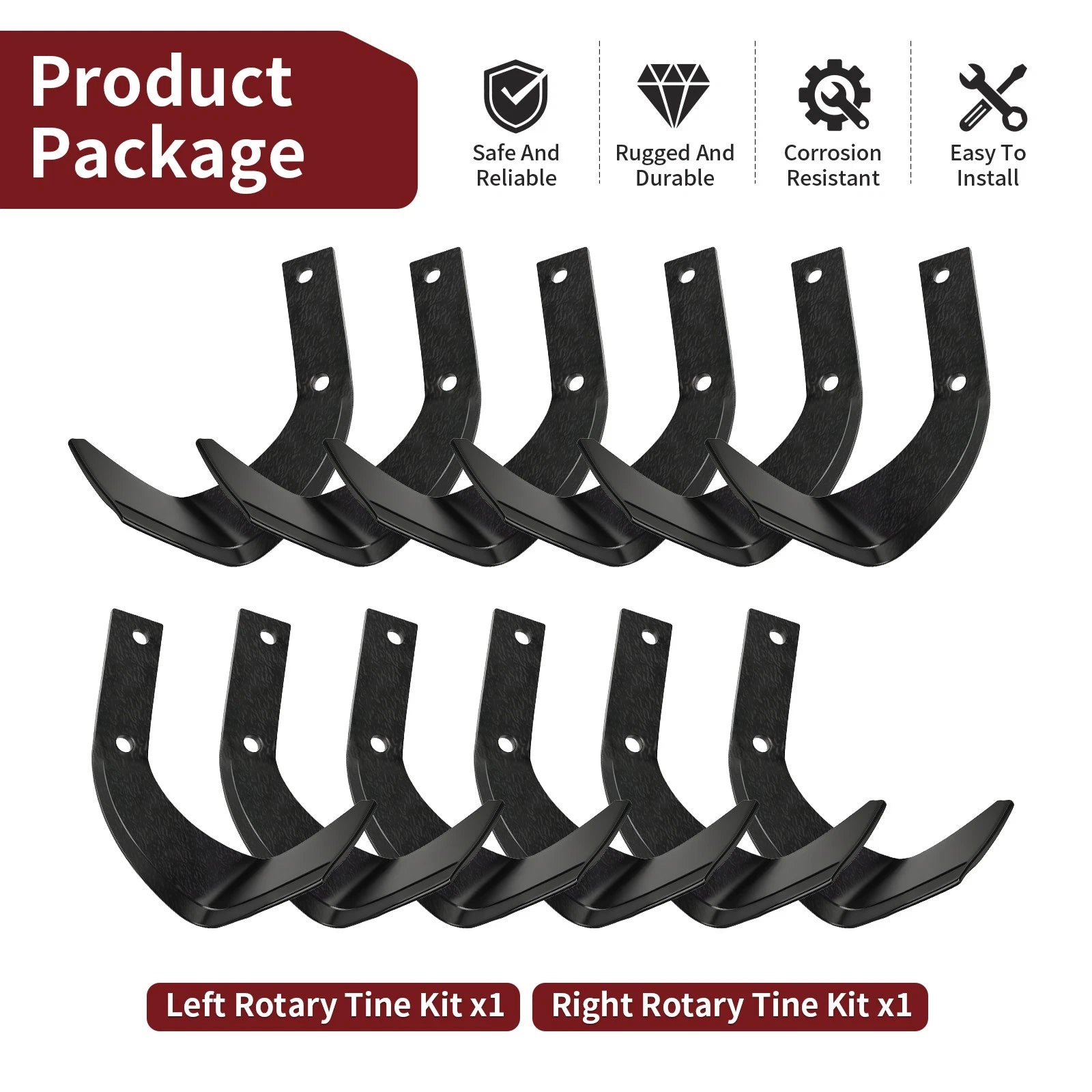 12x Tiller Rotary Tine Kit for Honda FRC800 FRC800K1 (06722-V20-003)