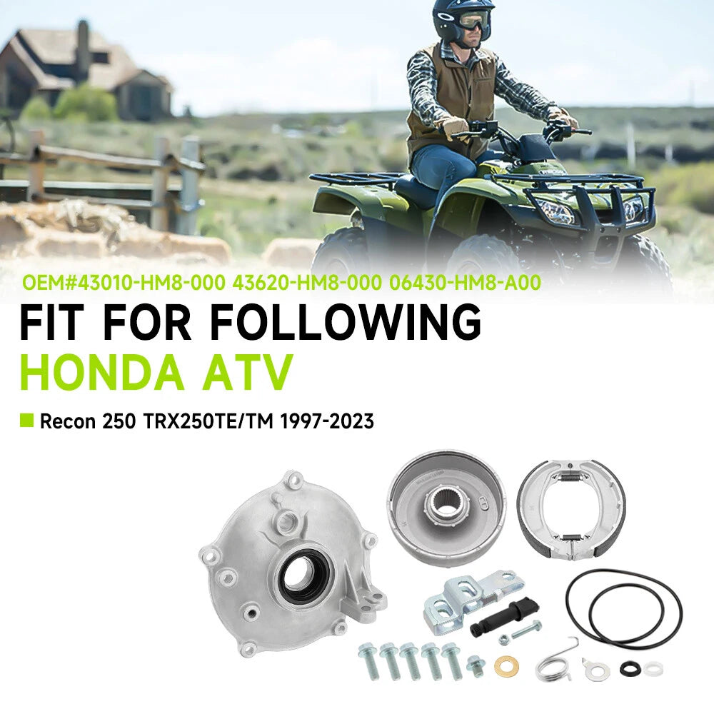 Rear Brake Drum Hub Plate Cover Shoes Bearing Seal for Honda Recon 250 (1997–2023)
