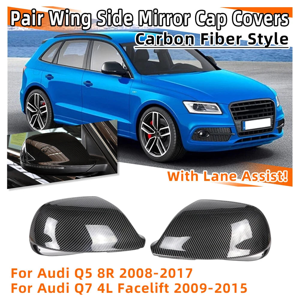 Carbon Look Side Mirror Cap Covers for Audi Q5 8R (2009–2017)