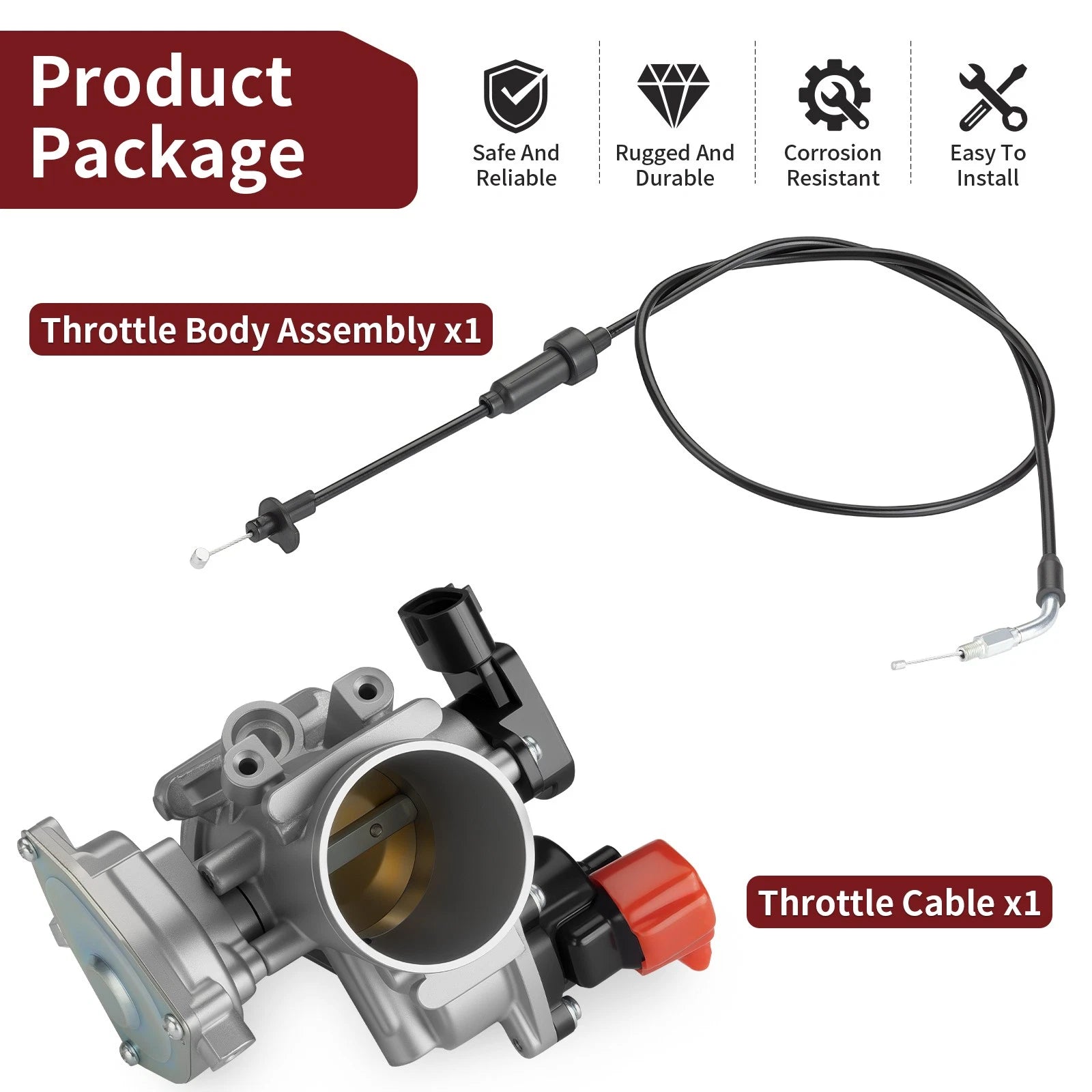 Throttle Body & Cable for Polaris Sportsman 550 X2 (2012–2014) 3131743 7081576