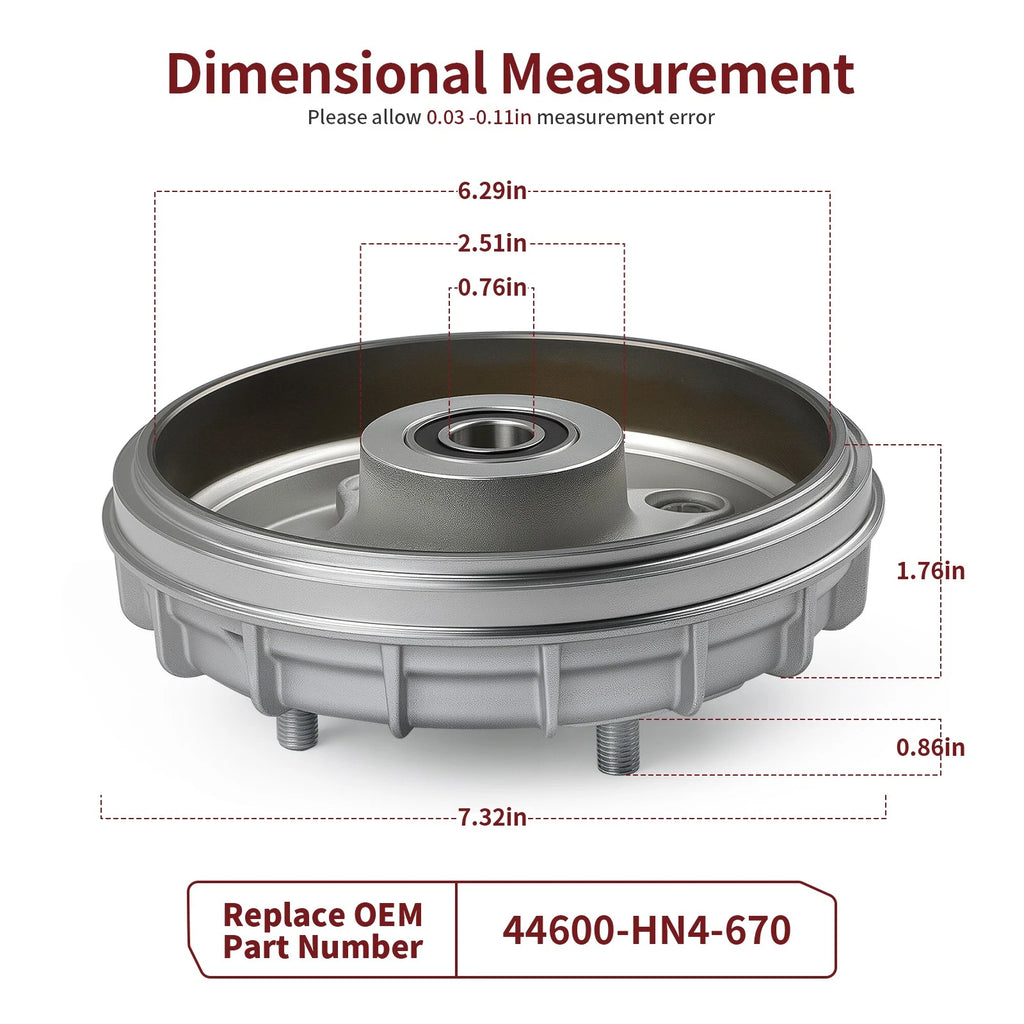 Front Brake Drum for Honda Rancher 350 2X4 TRX350TE (2000–2006) 44600-HN4-670