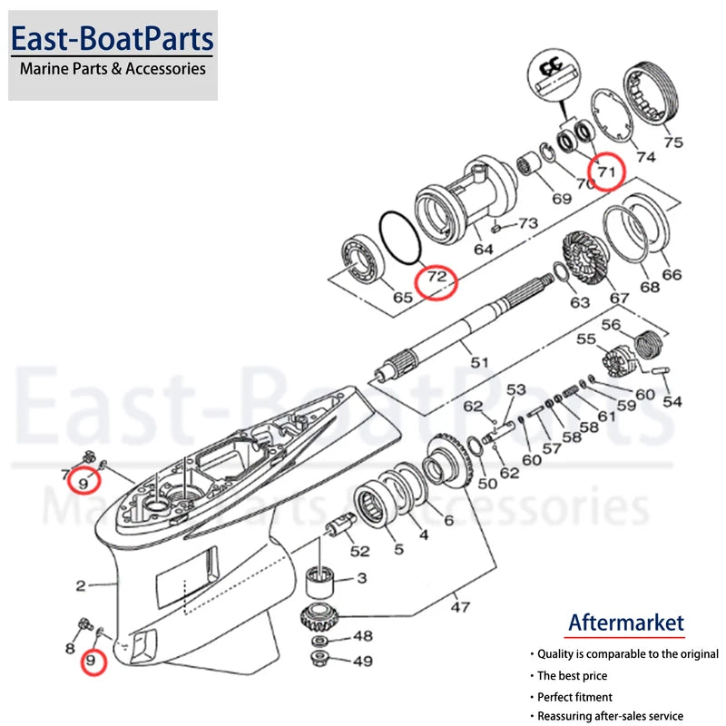 Propeller Shaft Seal Kit for Yamaha 4 Stroke 300HP 350HP (931-01350-19)