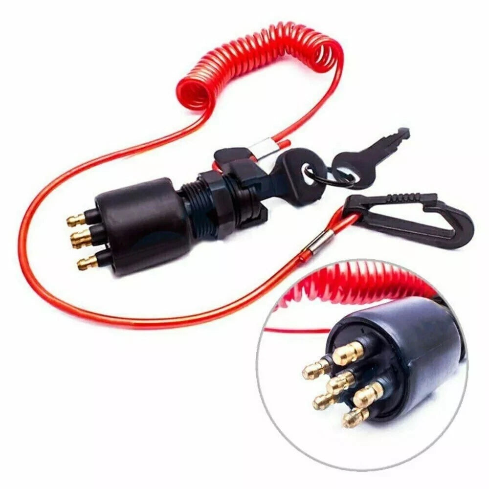 Ignition Switch Key & Lanyard Assembly for OMC Johnson Evinrude (1970–2000)