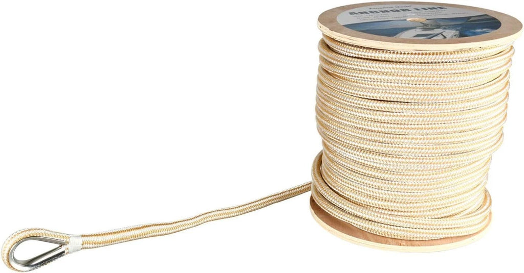 5/8" Double Braid Nylon Anchor Line with Stainless Steel Thimble (250FT)