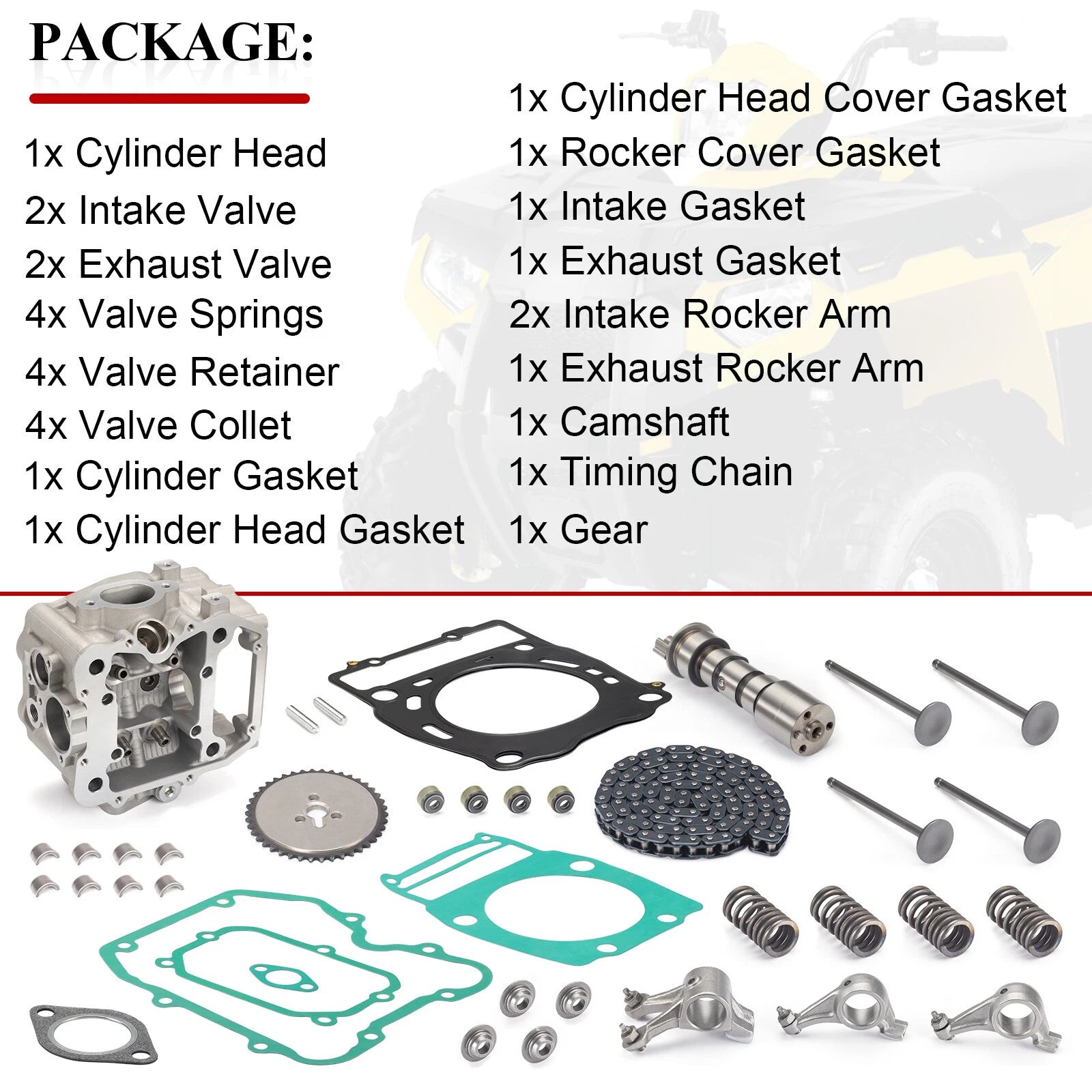 Cylinder Head Rocker Arm Camshaft Valve Kit for Polaris Sportsman 500 (1996–2014)