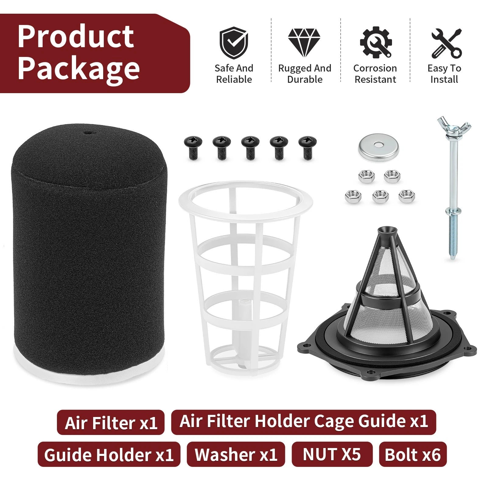 Air Filter + Cage Guide Holder Kit for Yamaha YFZ450 YFZ450R YFZ450RSE YFZ450X