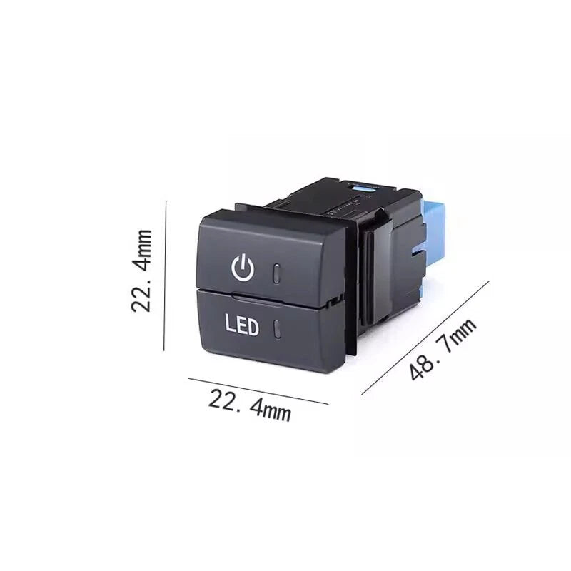 Black Dual Dashboard Square Switch Button w Harness for Toyota (Current Model)