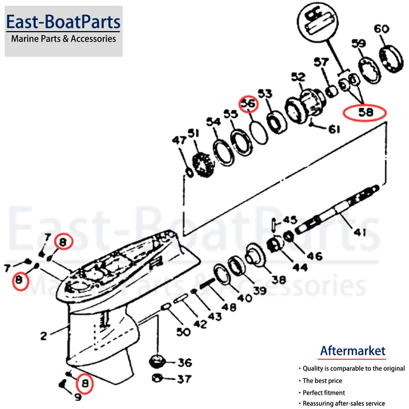 Lower Carrier Seal Kit for Yamaha E48C P50 50D 50G C55 CV55 55B E55C 60F 70B