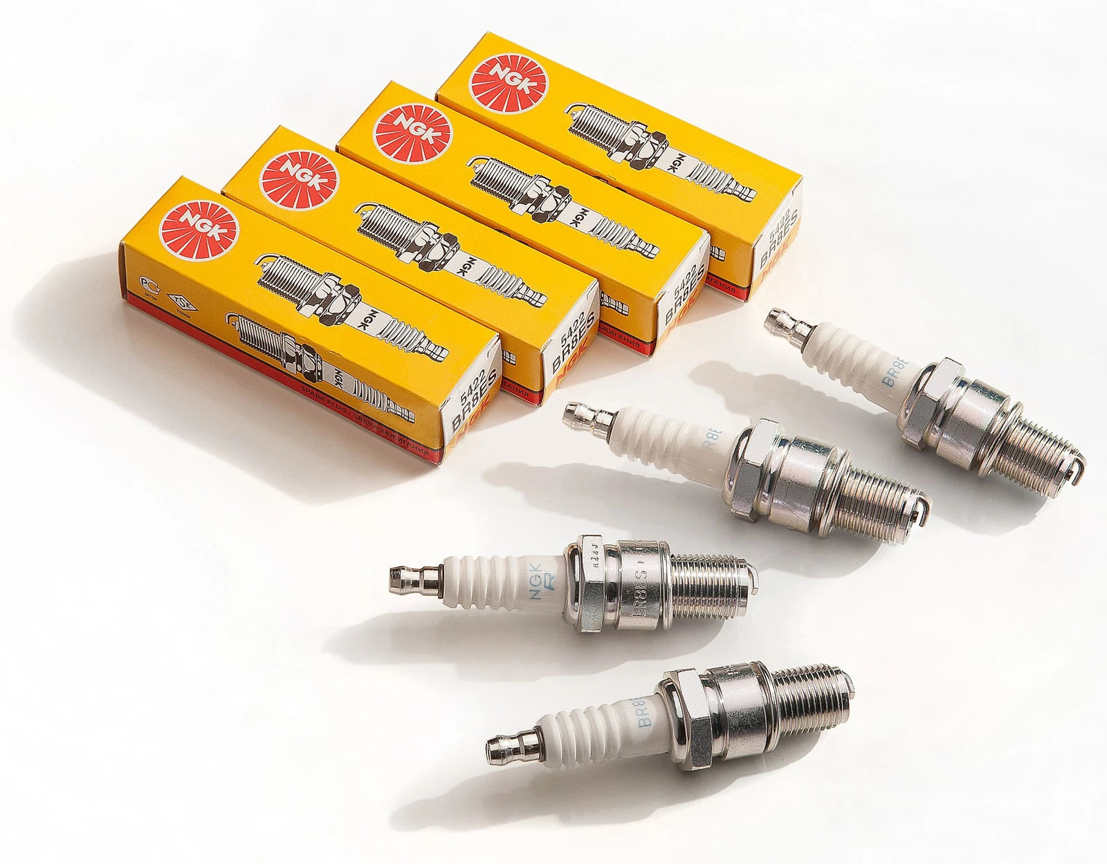 Set of 4 NGK BR8ES 5422 Spark Plugs for Sea Doo 2 Stroke (SP, XP, GTI, GTX, HX, SPI, SPX)