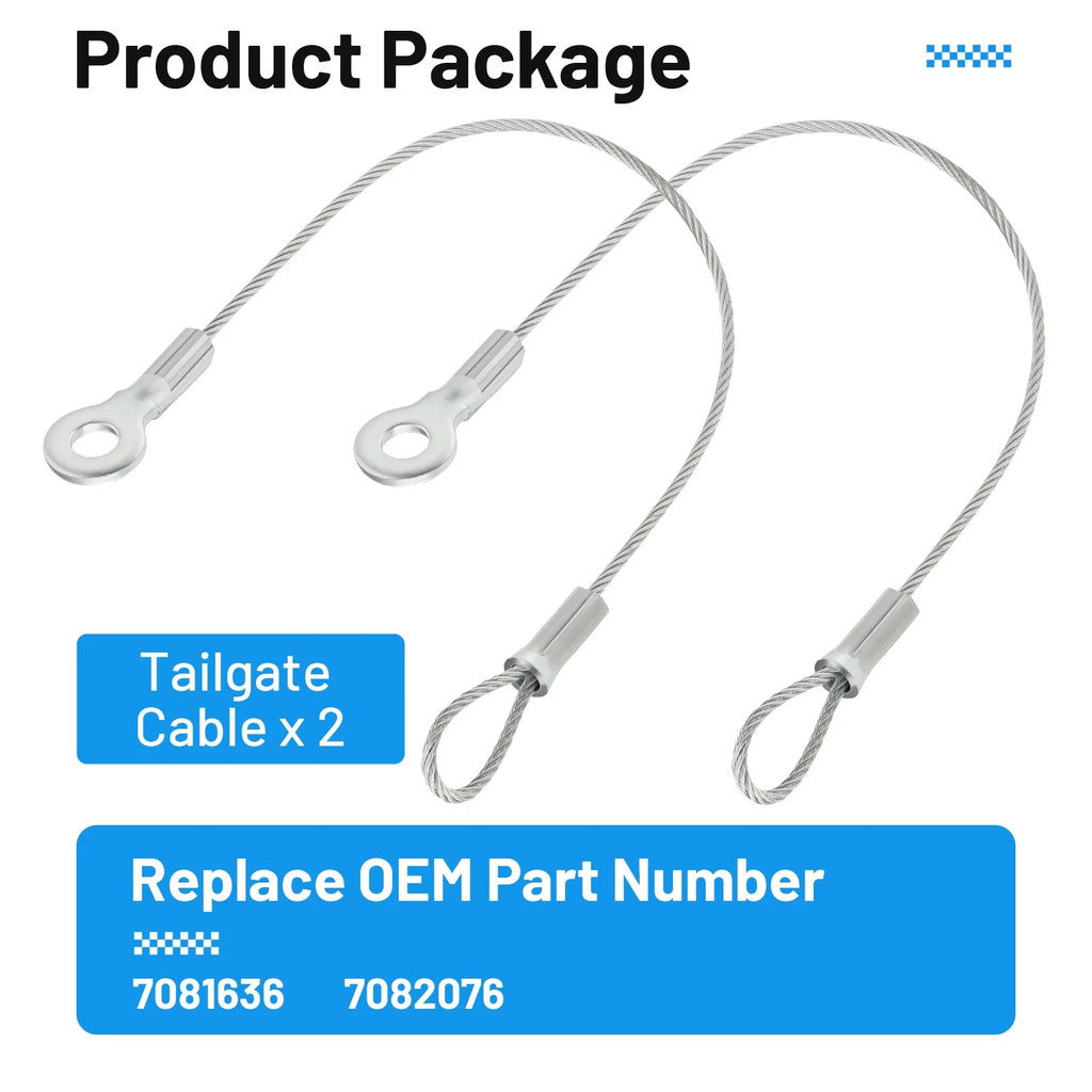 2 Tailgate Cables for Polaris Ranger 570 Crew (2014–2021) 7082076 7081636