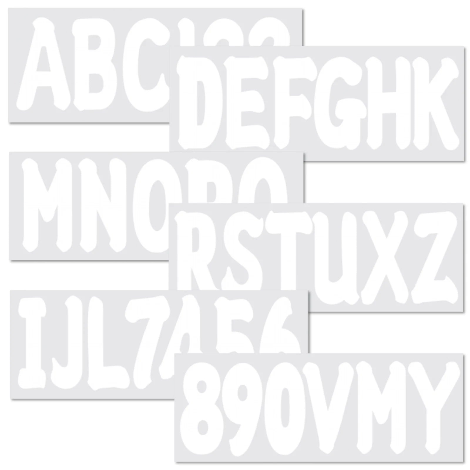 Set of 4 Boat Registration Identification Numbers Decals A-Z & 0-9 White