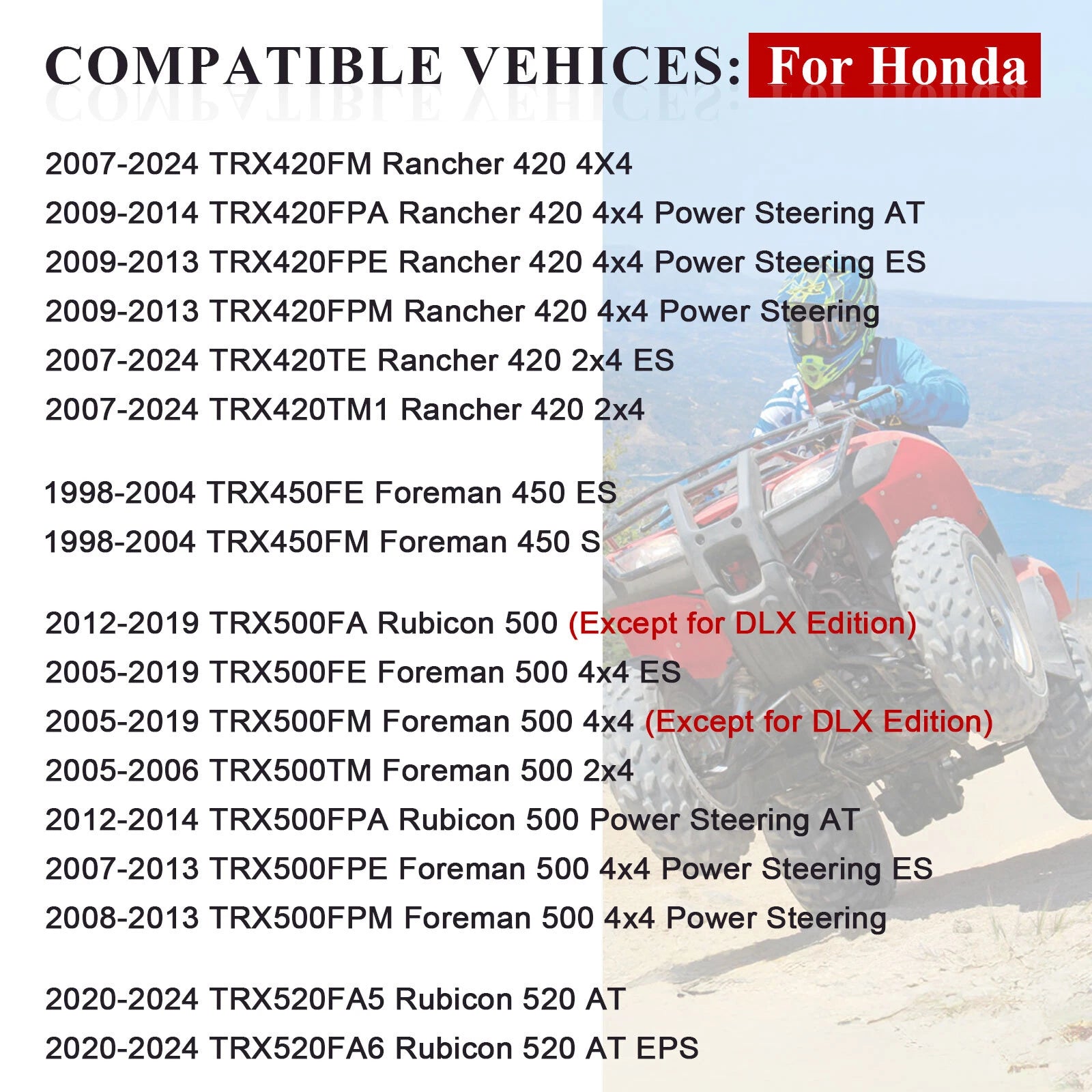 Wheel Center Cap for Honda Rancher 350 TRX350FE TRX350FM TRX350TE TRX350TM (2000–2006)