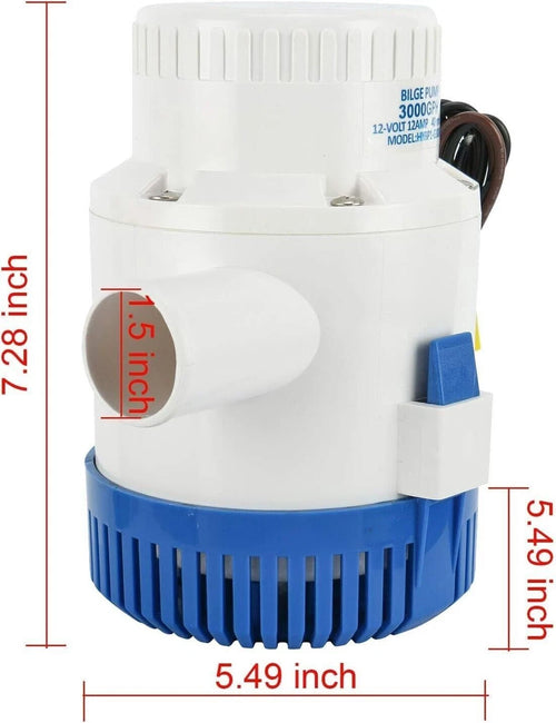 12V 3000GPH Bilge Pump for Boats (Submersible)