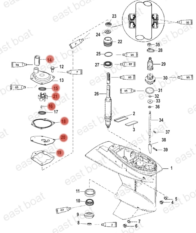 Water Pump Impeller Kit for Mercury Mariner 40-50 hp (821354A2, 8508910)