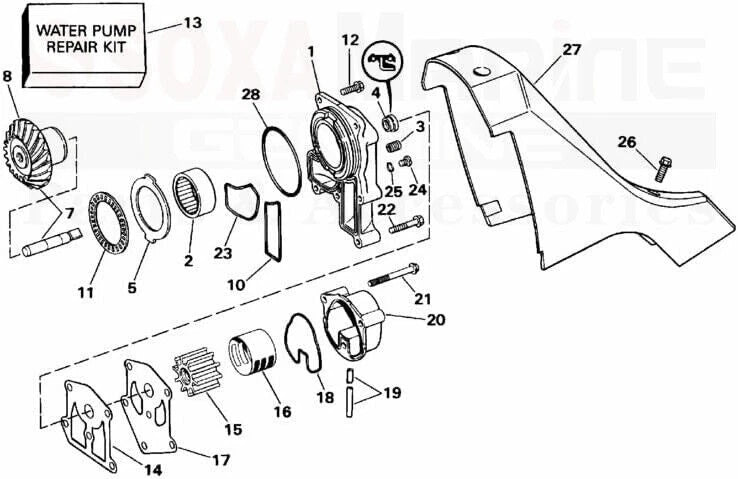 Impeller Service Repair Kit for OMC King Cobra (Replaces 0987253, 3854661)