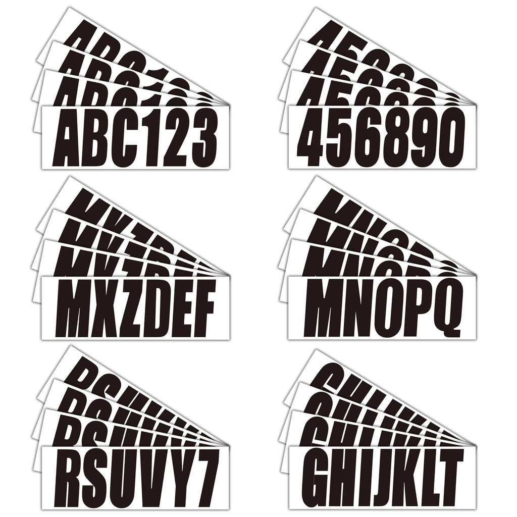 Set of 4 Black Boat Registration Numbers & Letters Marine Vinyl Stickers