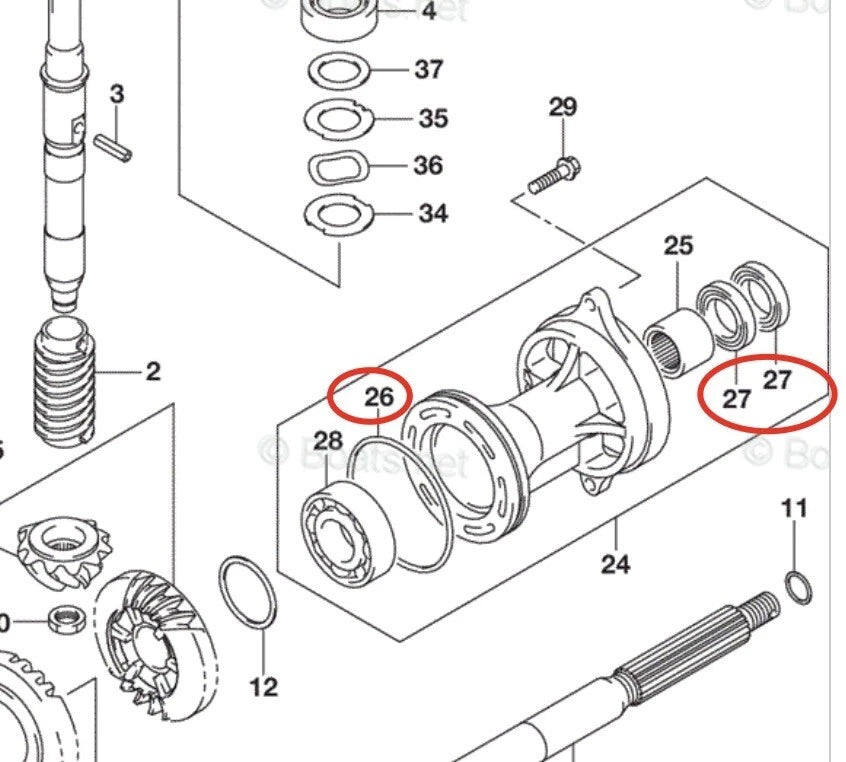 Lower Unit Gearcase Seal Kit for Suzuki DF 70 80 90 HP (09282-25001, 09280-92004)