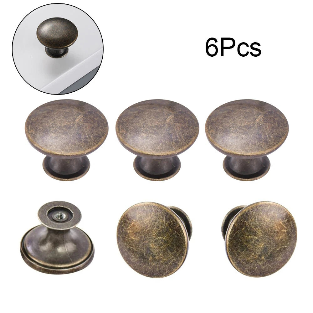 Set of 6 Antique Bronze Cabinet Pull Knobs for Kitchen Cupboard (N/A)