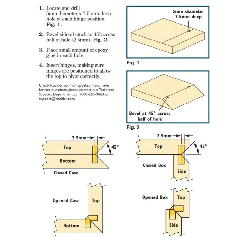20Pcs Mini Brass Barrel Hinge for Cabinet (Concealed Invisible)