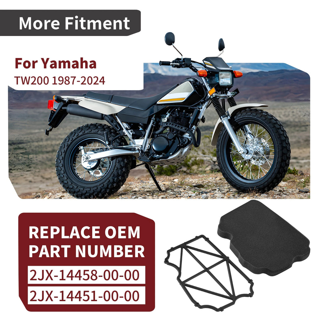Air Filter Element Foam + Guide Holder for Yamaha TW200 (1987–2000)