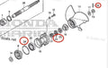 Lower Gearcase Seal & O-ring Kit 91252-ZW4-003 91351-ZV7-003 for Honda 25/30HP (1990–2023)