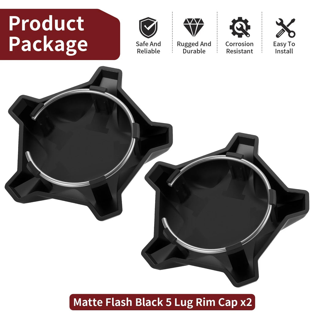 2X Matte Flash Black 5 Lug Rim Cap 1523842-744 for Polaris RZR Pro R (2022–2024)