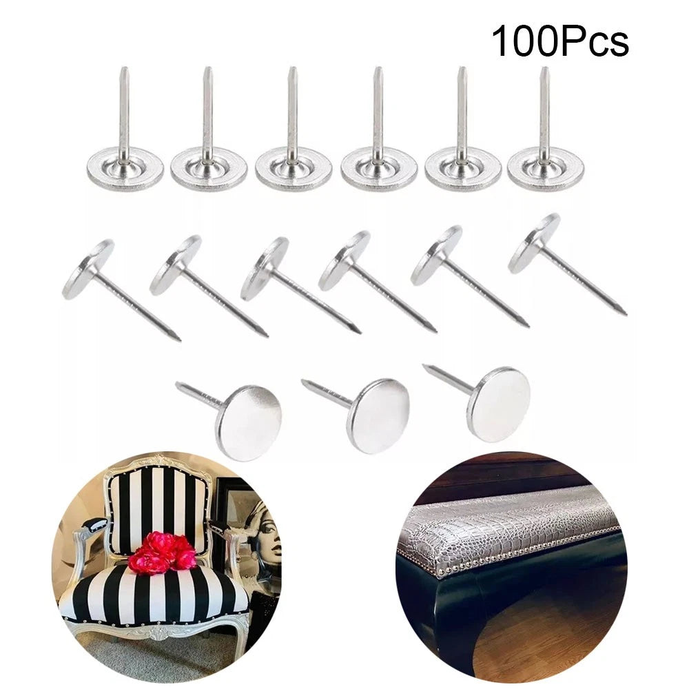 100pcs Flat Head Upholstery Nails Tacks for Various Applications