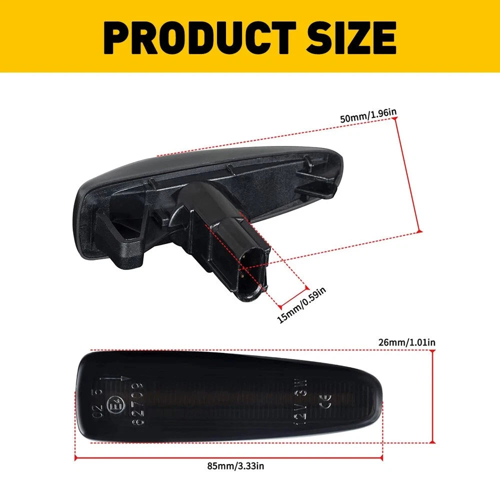 2Pcs Front Fender Side Marker Indicator Lights for Mitsubishi Triton (2015–2018)