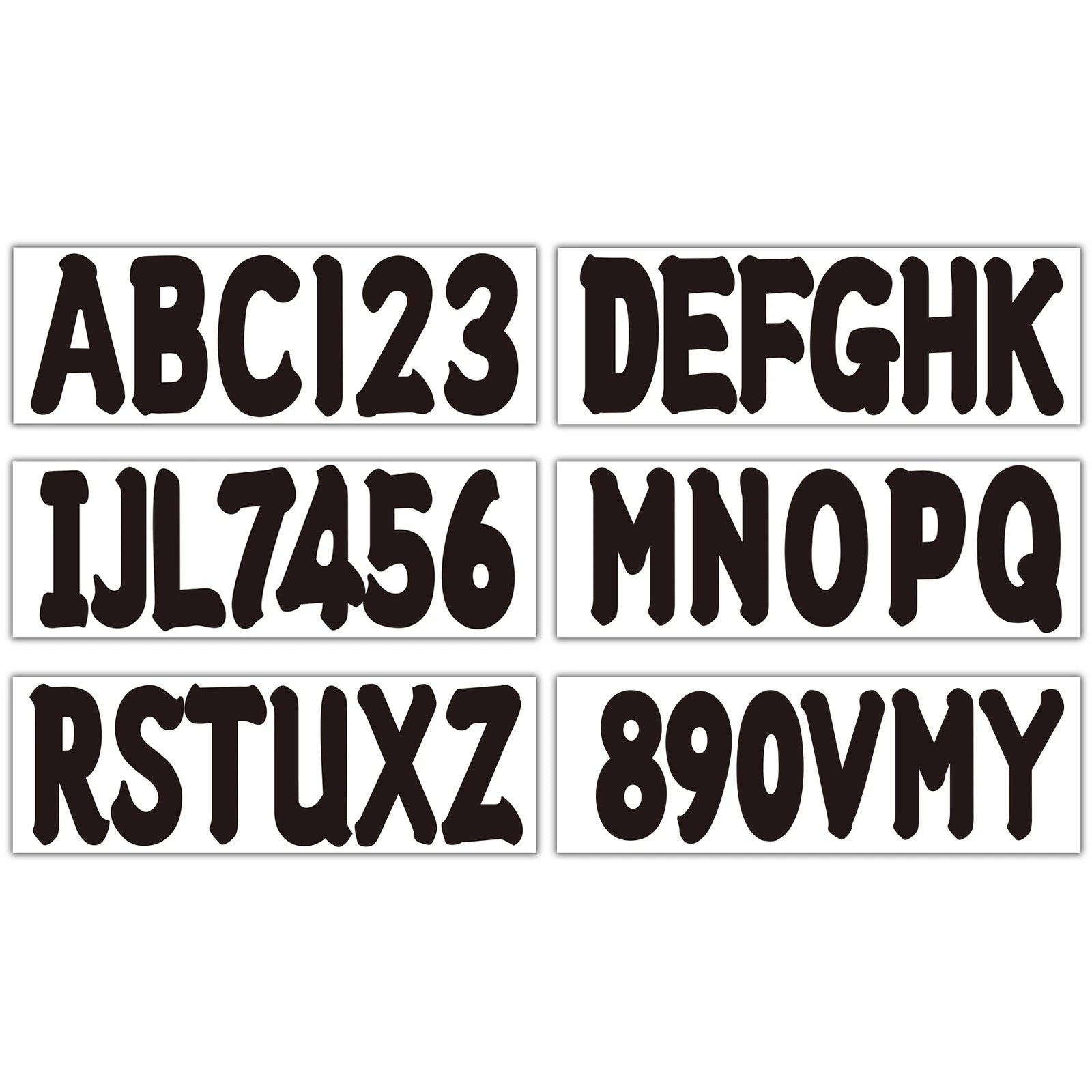 Set of 4 Black PWC ID Numbers Decals Registration Stickers 3" A-Z 0-9