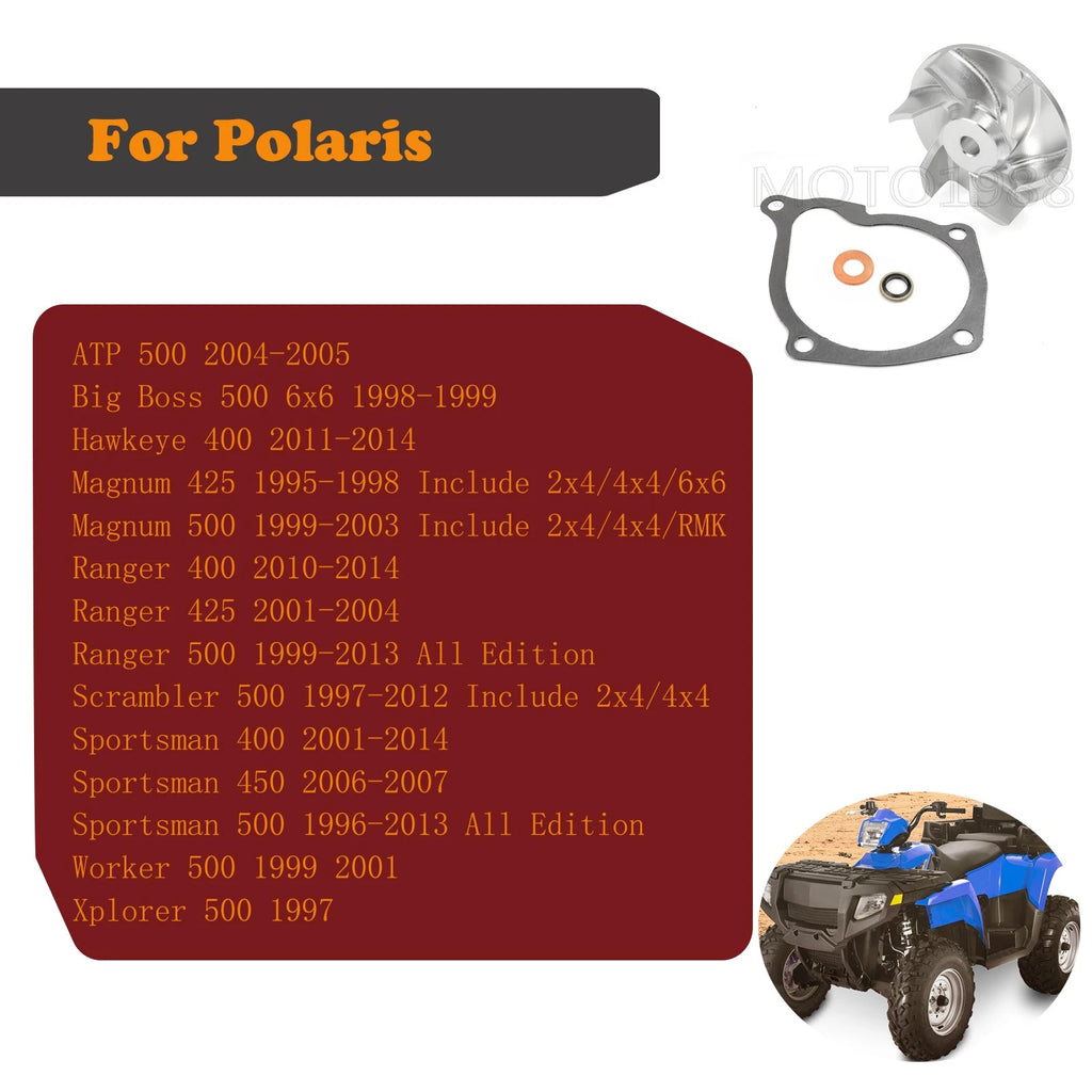 Water Pump Impeller + Gasket for Polaris Big Boss 500 6x6 (1998–1999) ATP 500 (2004–2005)