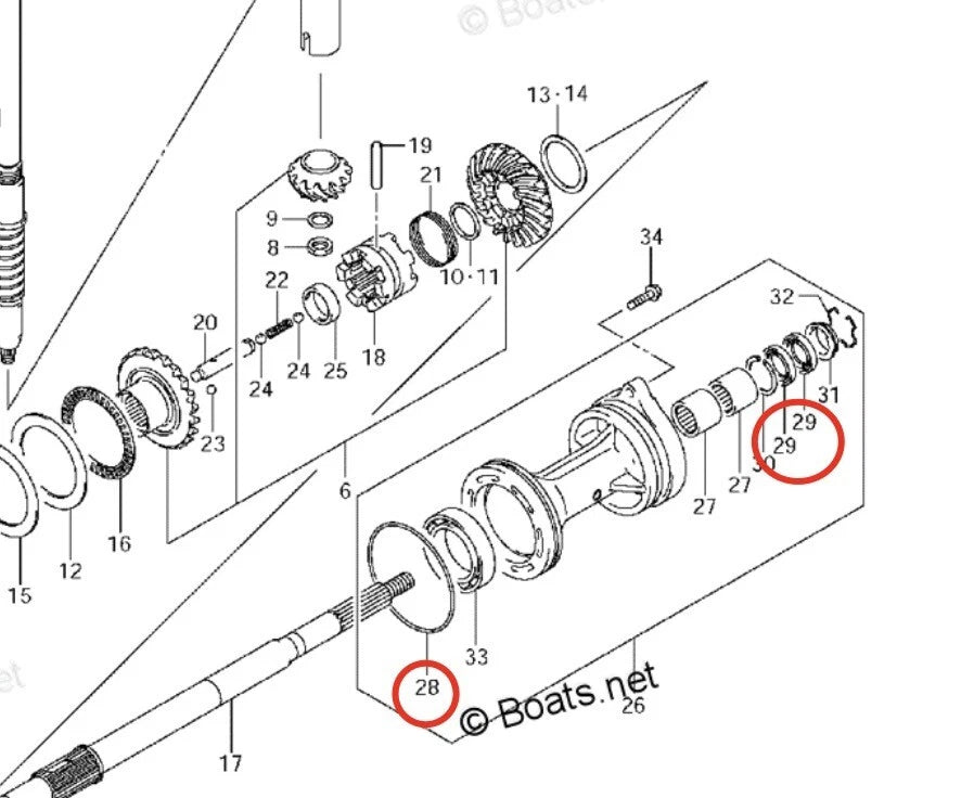 Lower Unit Seal Kit for Suzuki DF150 DF175 DF200 DF250 DF300 (2000–2023) 09282-30006