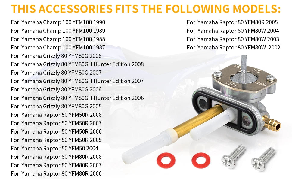 Fuel Valve Petcock for Yamaha TY350, Badger, Grizzly, Raptor 80, Raptor 50, Champ 100 (1970–2023)
