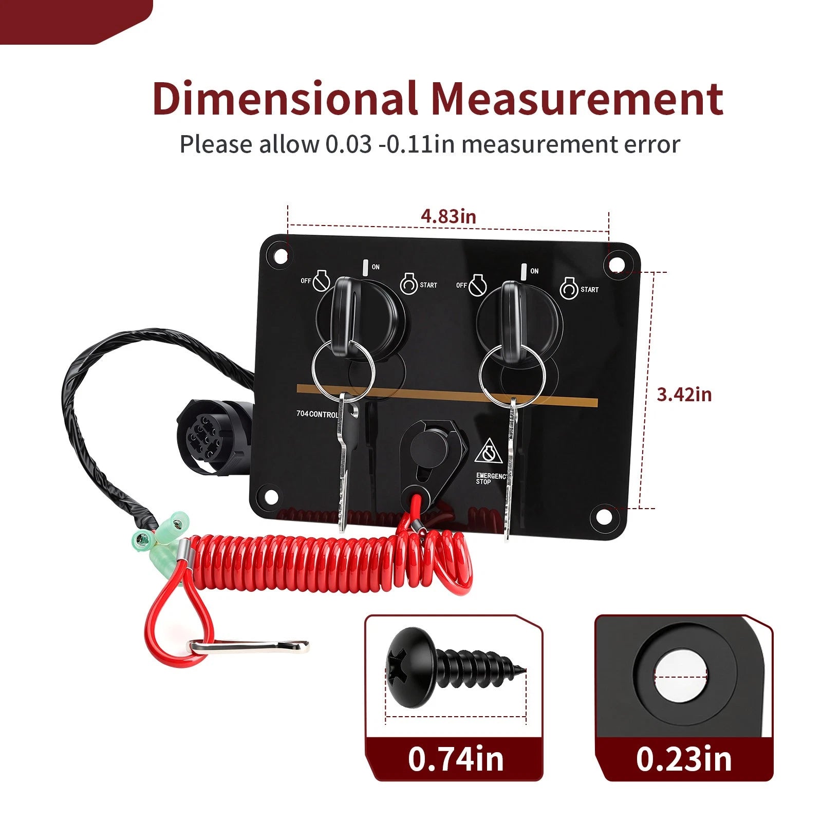 Top Twin Dual Key Switch Assembly Panel for Yamaha (6K1-82570-08, 6K1-82570-13-00)