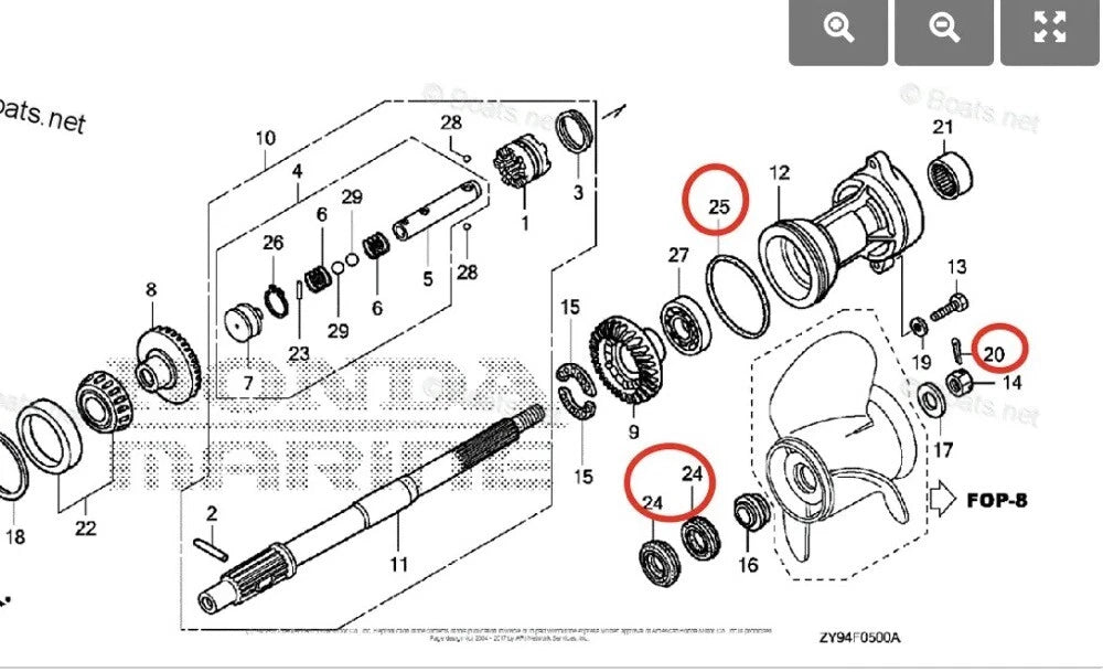 Lower Unit Oil Seal Kit 91252-ZY3-003 91351-ZY3-003 for Honda BF75D/90D (1995–2005)
