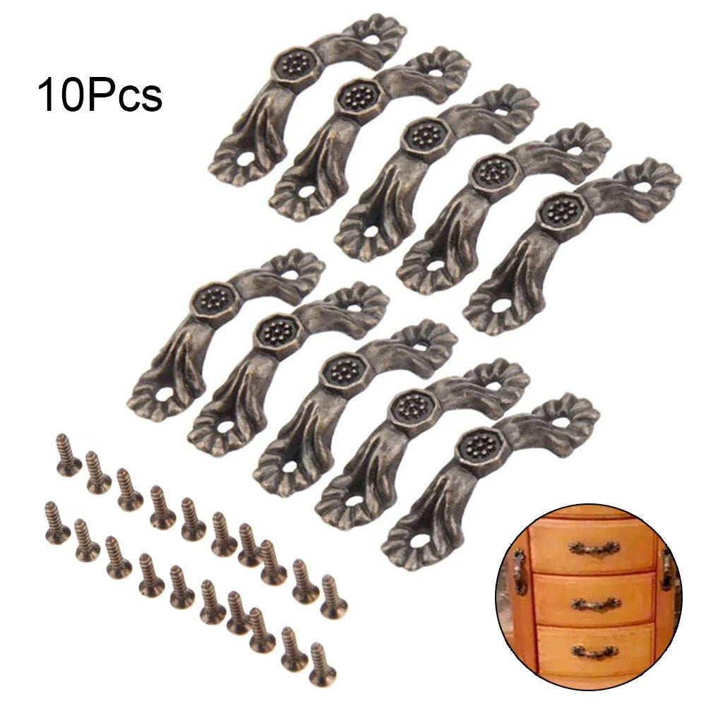 10Pcs Vintage Pull Handle Cabinet Knob Hardware Decor for Jewelry Box