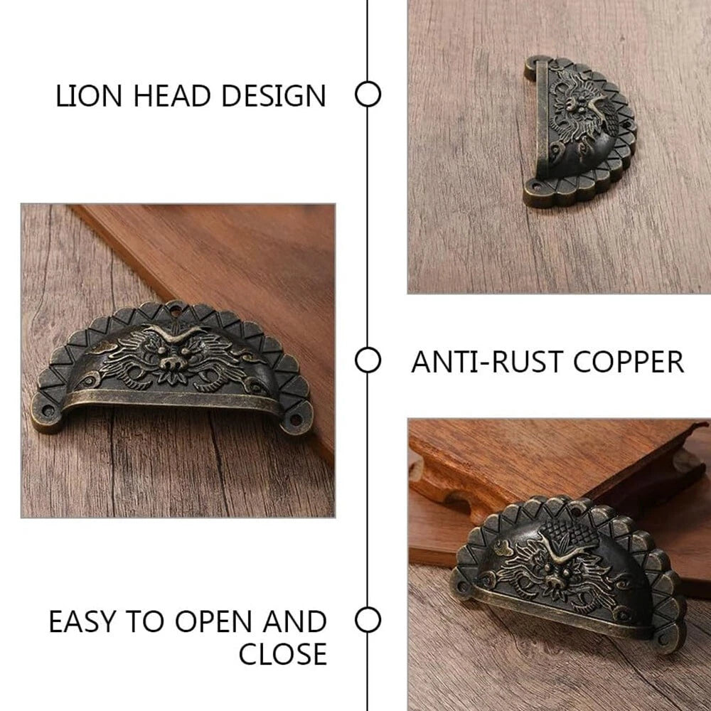Set of 4 Zinc Alloy Vintage Dragon Pattern Drawer Pulls