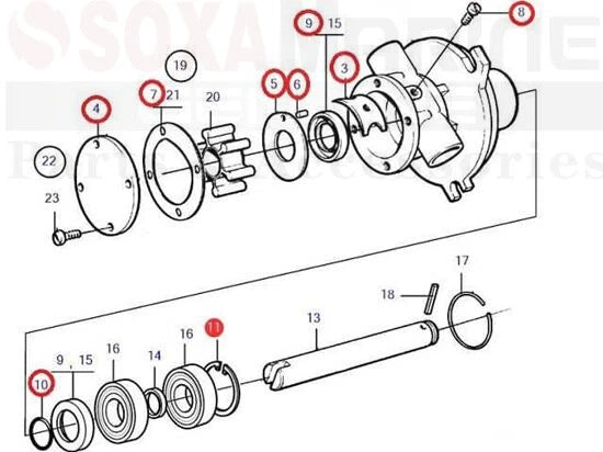 Major Repair Kit for Volvo Penta (840557, 861009, Johnson 10-24178, 10-24707-01)