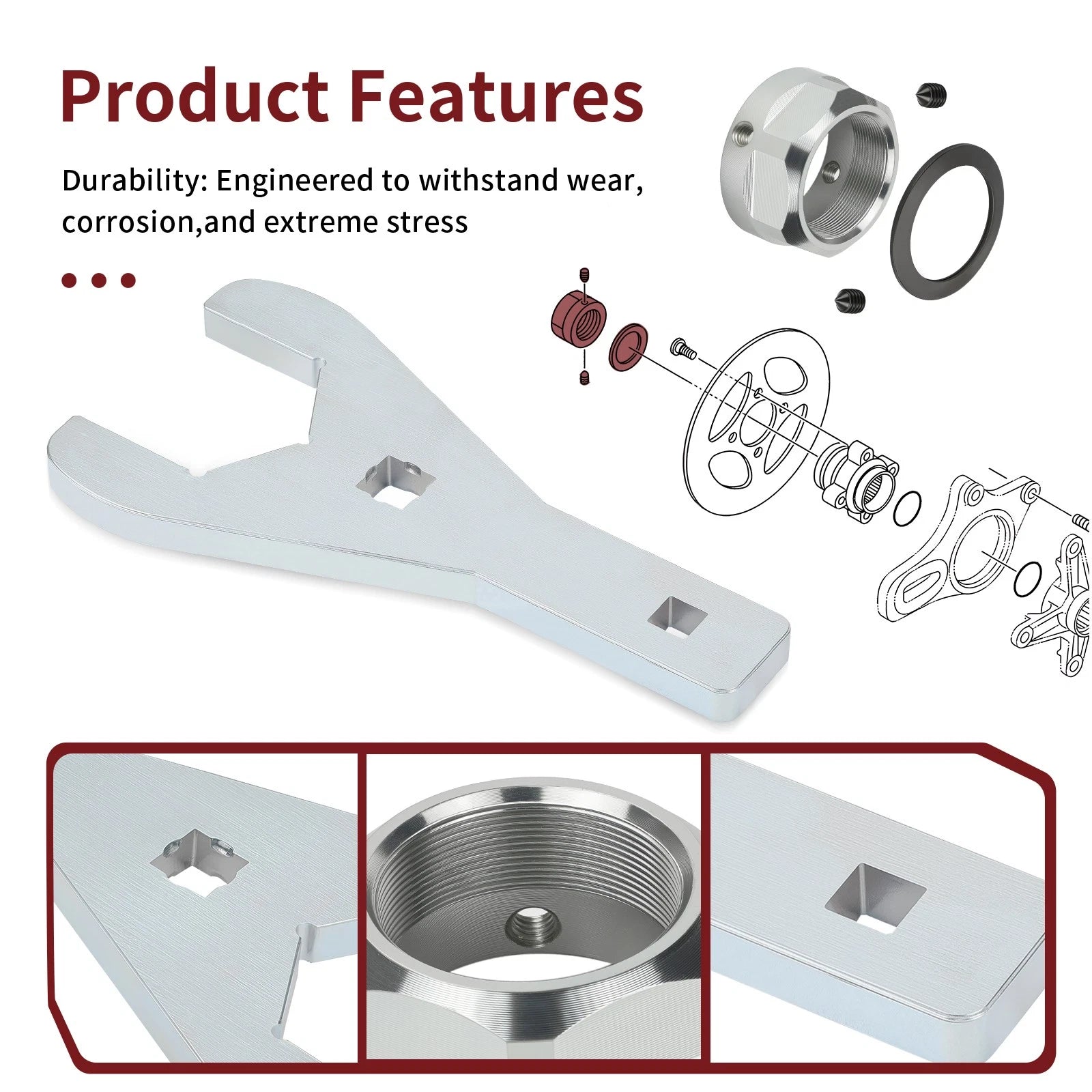 Rear Axle Lock Nut & 46mm Wrench Tool Set for Yamaha Raptor 700 (2006–2023)