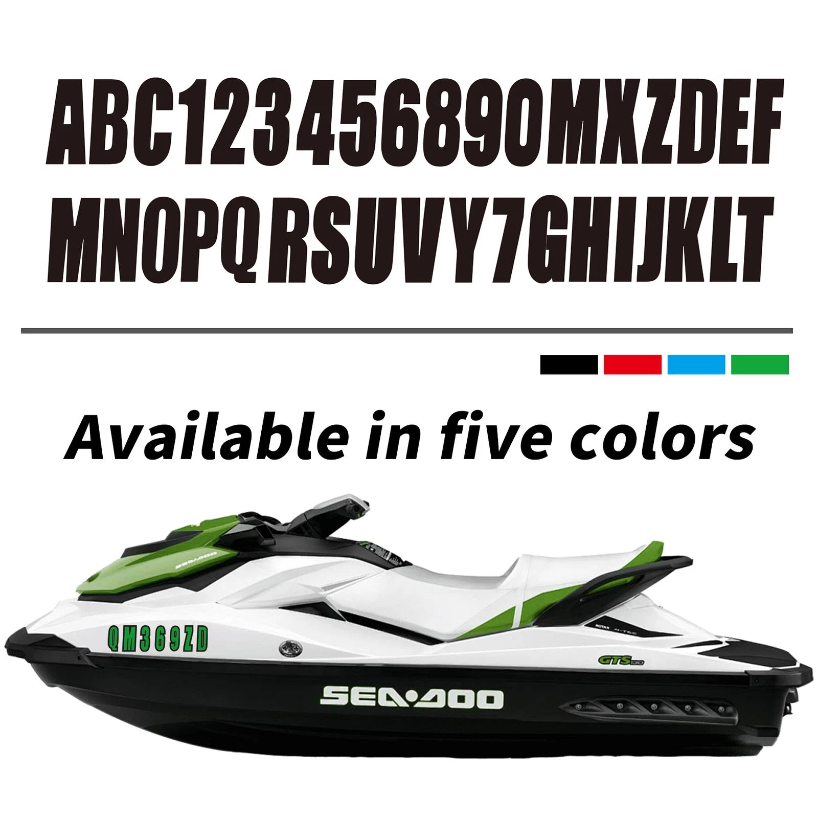 Set of 4 Boat Numbers and Letters Decal Stickers A-Z 0-9 Black 3"