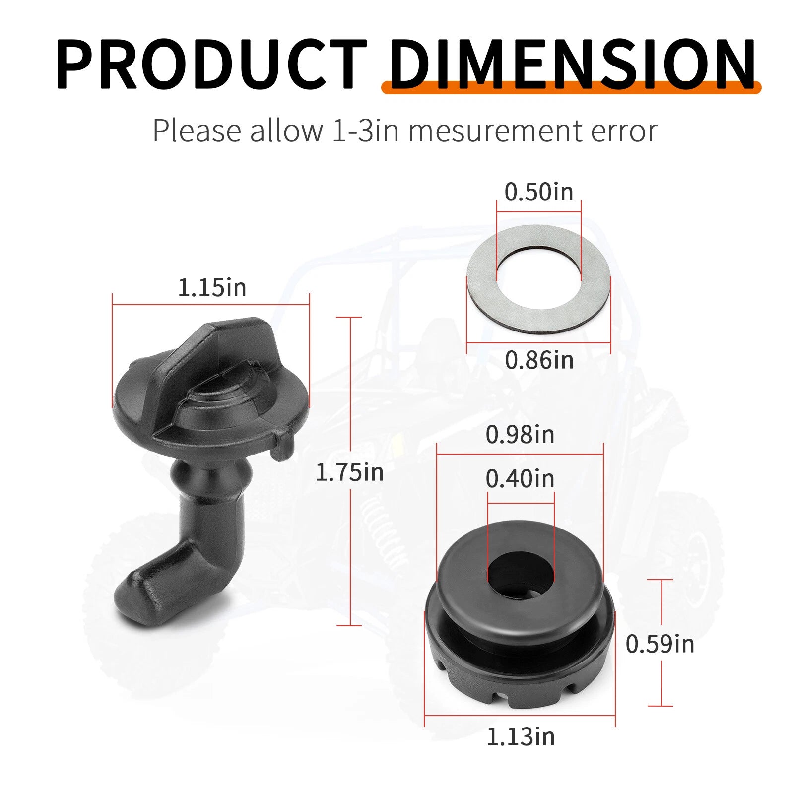 Hood Latch Toggles + Grommets Washer Kit for Polaris RZR 570/800/S 800/4 800 (2010–2021)