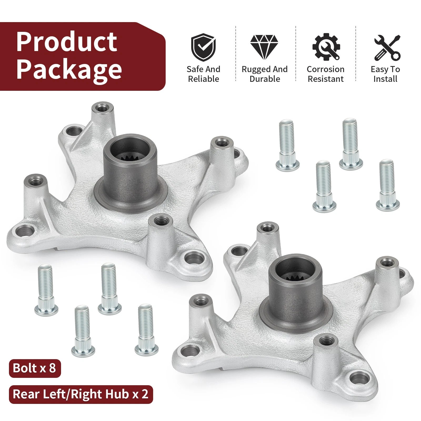 Rear Left Right Hubs w/ Bolts for Polaris Hawkeye 300 2x4 (2006–2011) 5135546